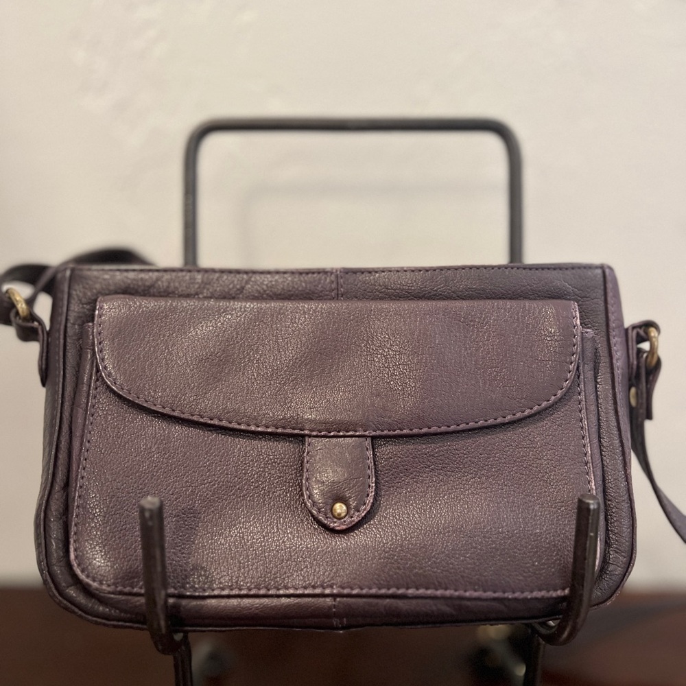 Eggplant Lloyd Baker Leather Crossbody Bag